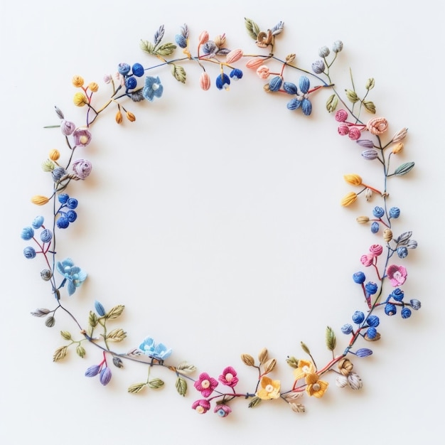 haftowana kwiatowa obręcz